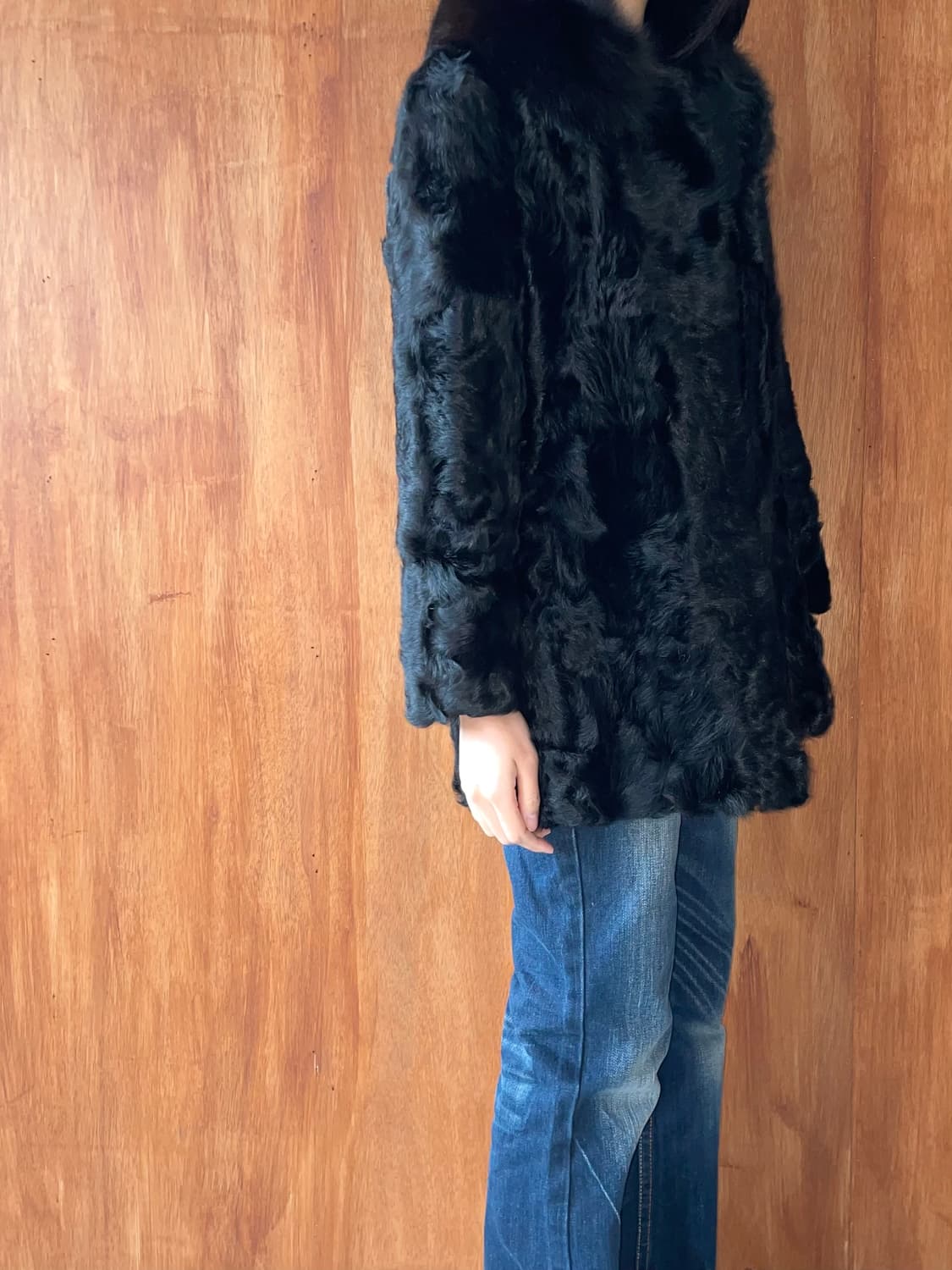 Black curly fur coat 상품이미지3