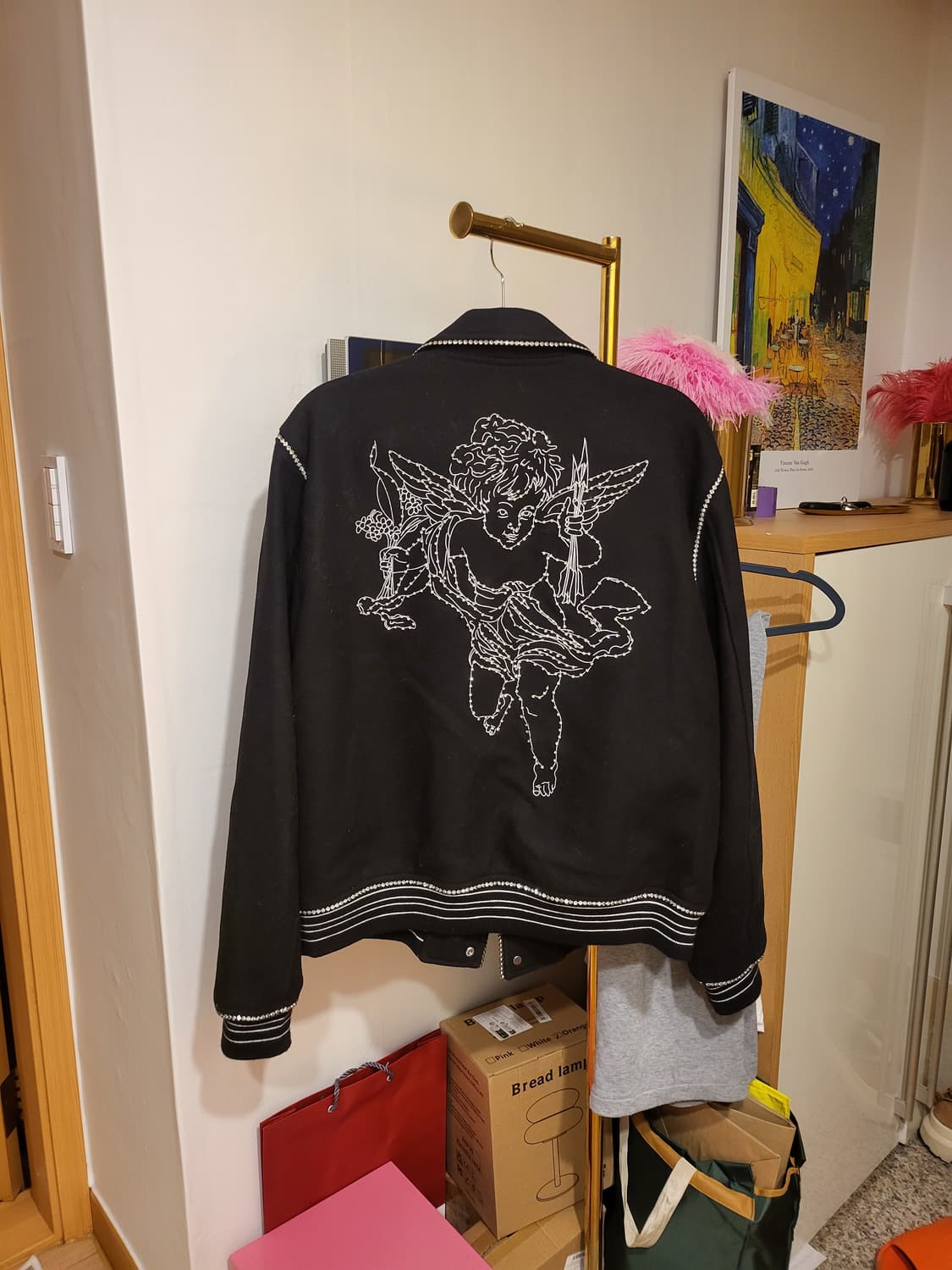 아미리(AMIRI) 천사 크리스탈 울 블렌드 봄버 자켓 바시티자켓 상품이미지2