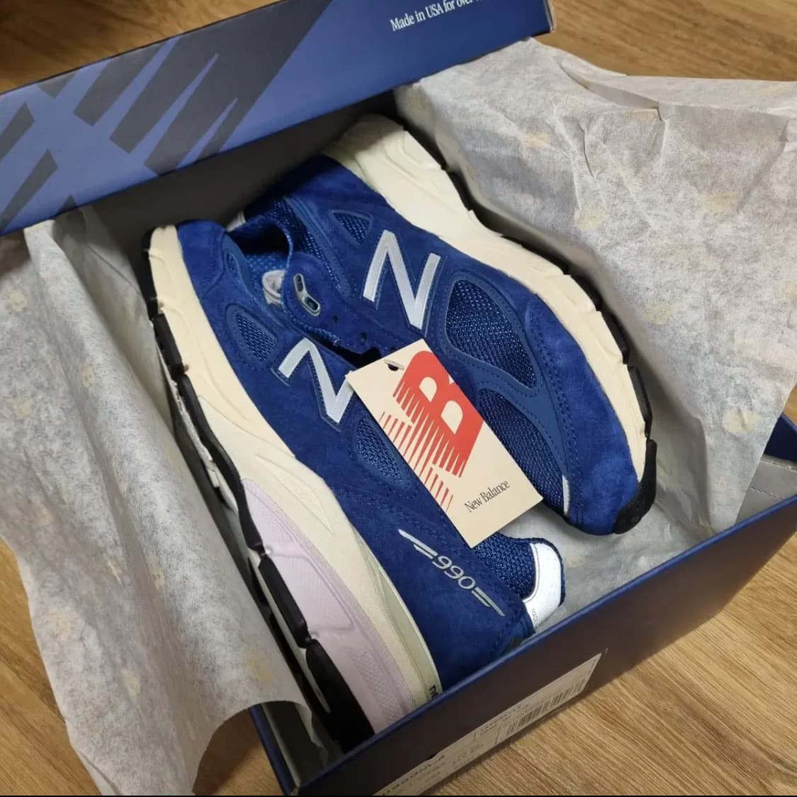 (새상품) 뉴발란스 990v4 블루 에임레온도르 콜라보 상품이미지4