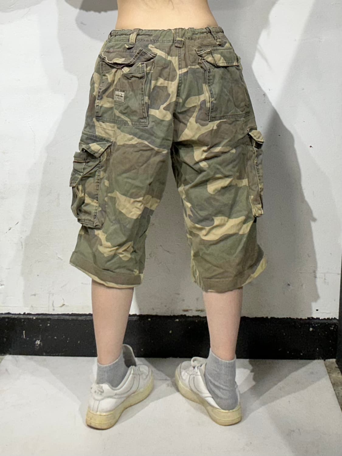 아베크롬비 카키 빅 포켓 밀리터리 카모 하프 카고 팬츠 버뮤다 반바지 L 상품이미지3