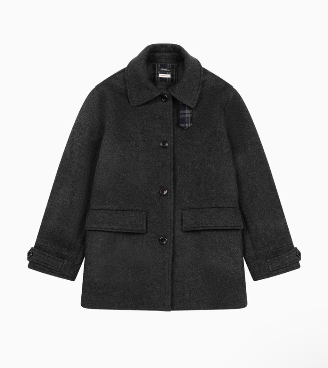 오헤시오 체크 하프코트 차콜 상품이미지1