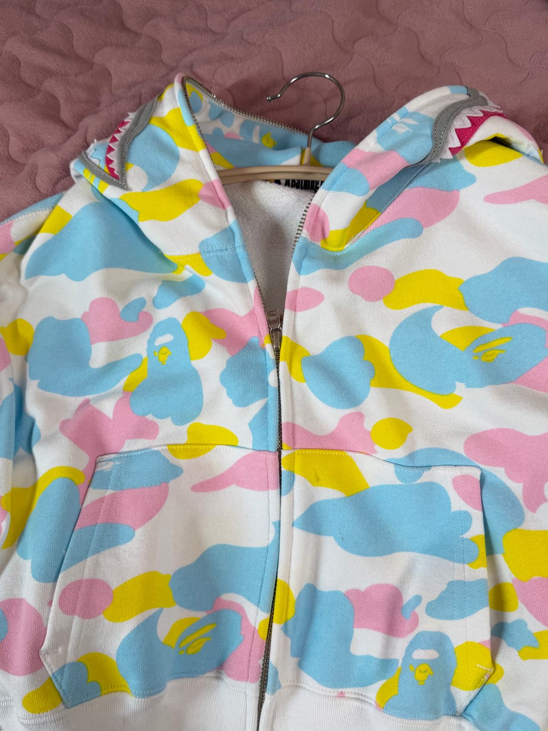 (W) 베이프 뉴 멀티 카모 샤크 크롭 풀 집 후드 화이트 상품이미지5