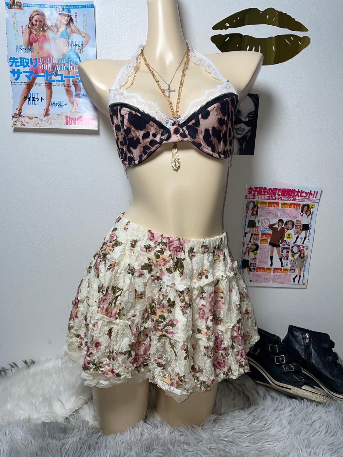 Set) 러블리 로맨틱 히메 갸루 연노랑 슬리브리스 세트 상품이미지6