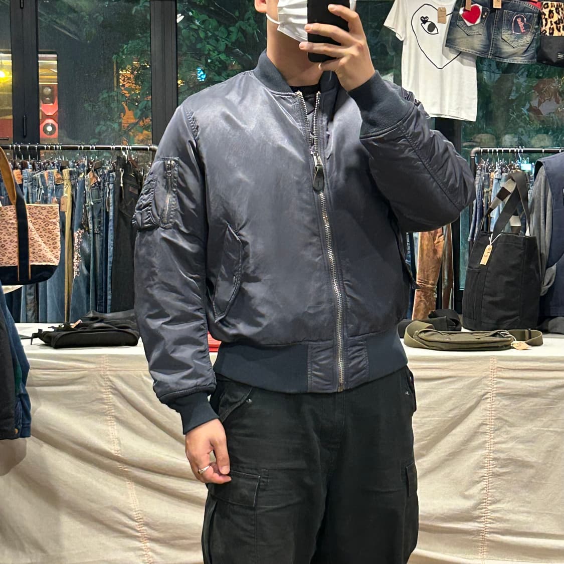 M) 알파인더스트리 MA-1 마원 항공점퍼 메탈 차콜 레귤러핏 상품이미지9