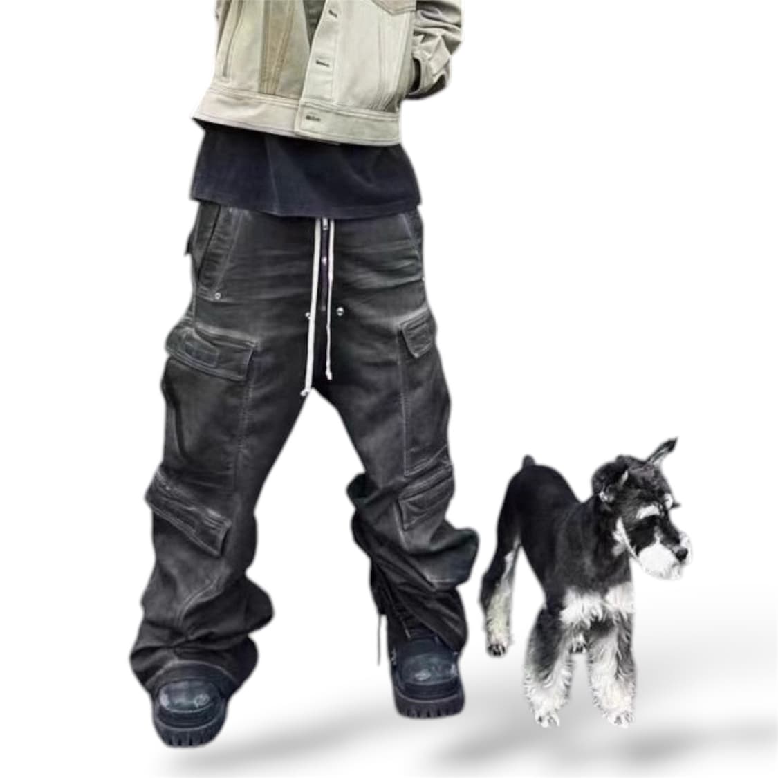 릭 스타일 무드 블랙 데님 카고팬츠  상품이미지2