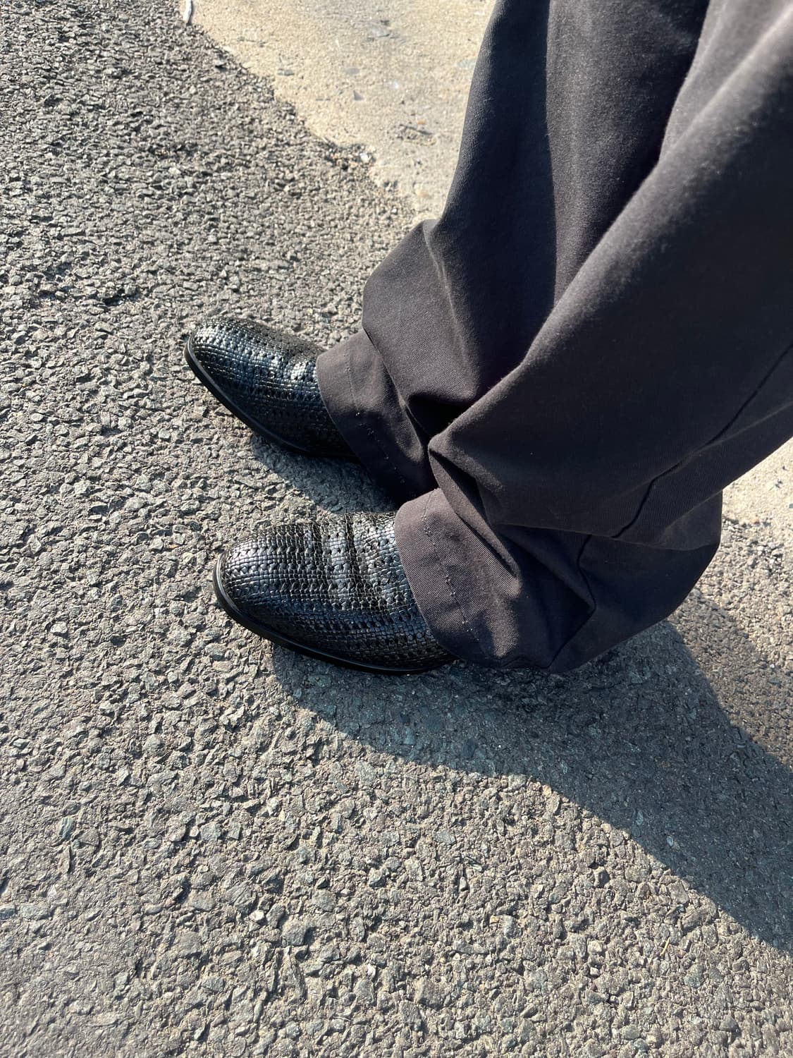 Vintage 위빙텍스쳐 레더 앵클부츠 상품이미지1