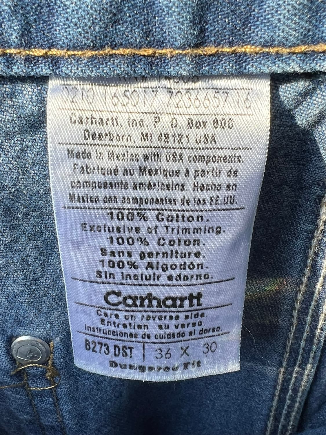 10's [36x30] 칼하트 더블니 데님 워크팬츠 미제 원단 상품이미지7
