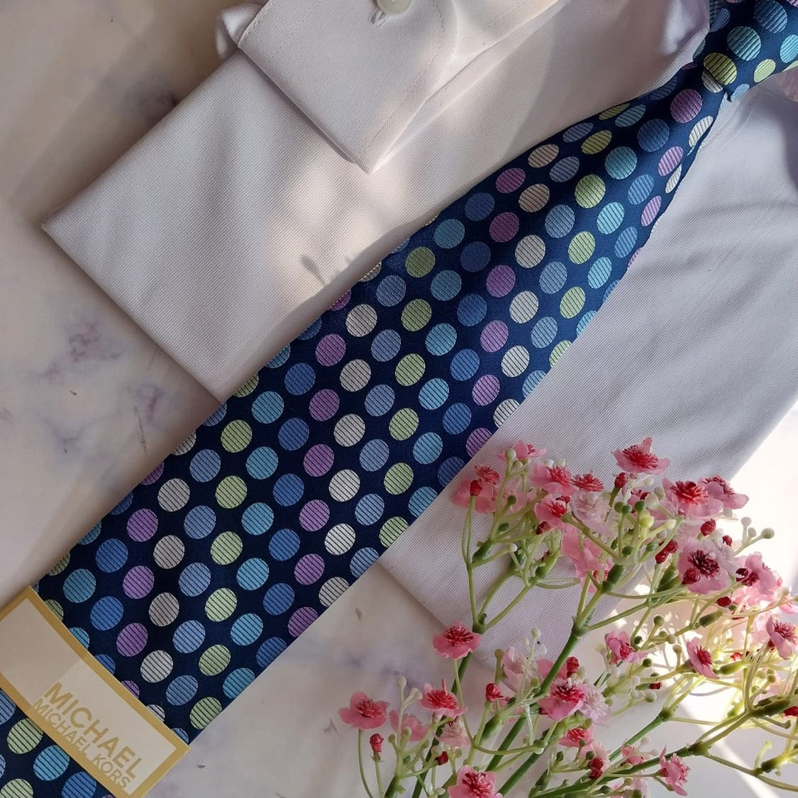 마이클코어스 블루 도트 패턴 넥타이 8.4cm 새상품 K2420 상품이미지6