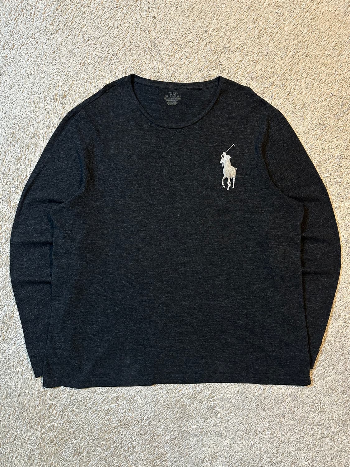 폴로 랄프로렌 커스텀 슬림핏 빅포니 로고 롱슬리브 긴팔 차콜 상품이미지1