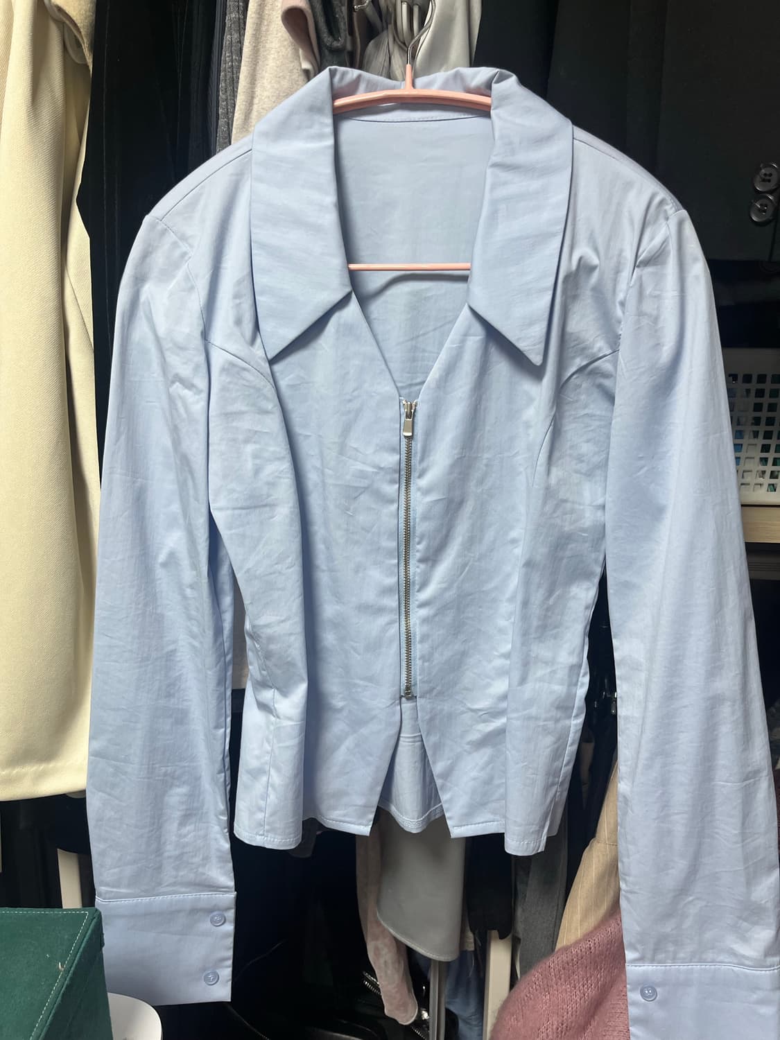 카키포인트 집업 셔츠 블루 s 상품이미지7