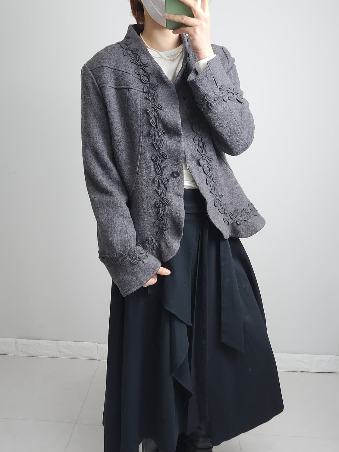 (otto)자수 원버튼 자켓 상품이미지2