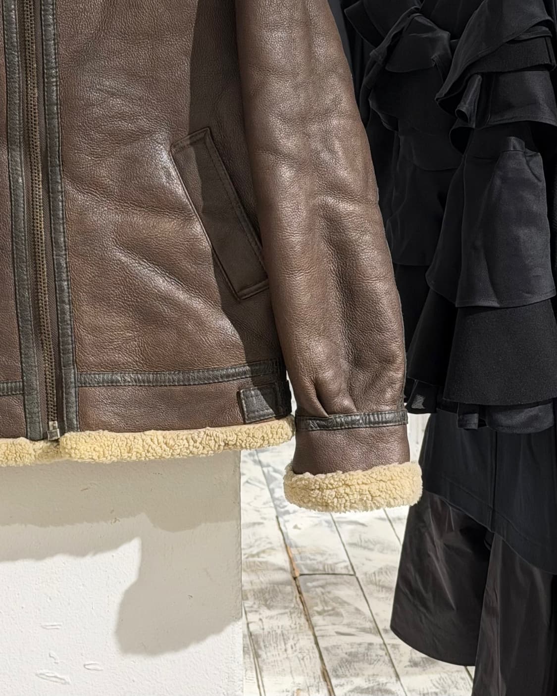 티피코시 브라운 b-3 램스킨 레더 시어링 무스탕 상품이미지6