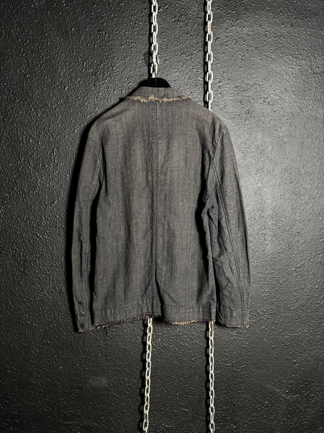 Gray denim pinstripe cut-off jacket  상품이미지5