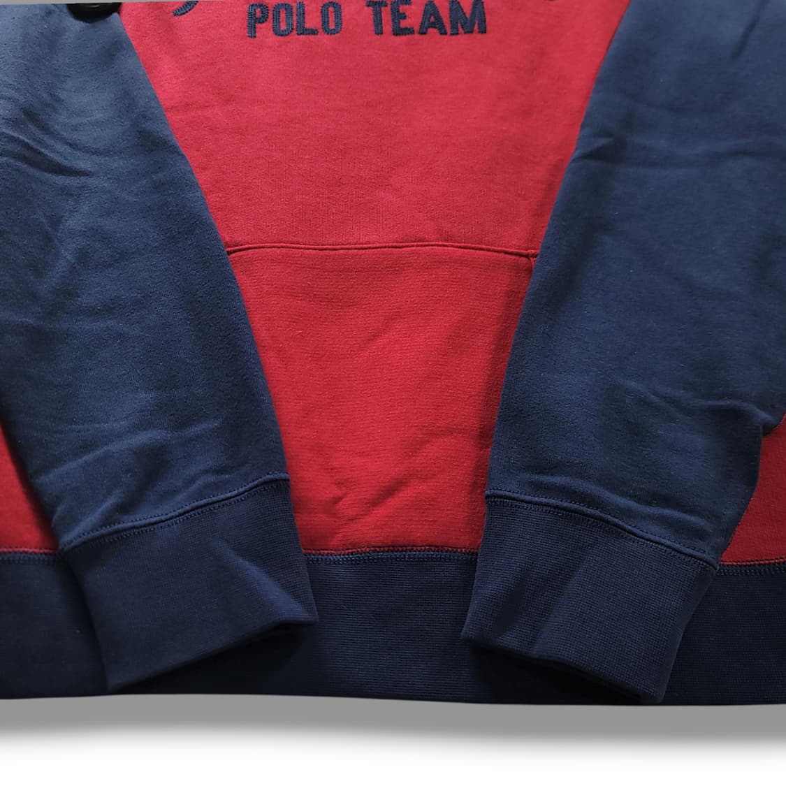 [M] 폴로 레드&네이비 기모 폴로 팀 로고 후드 티셔츠 상품이미지7