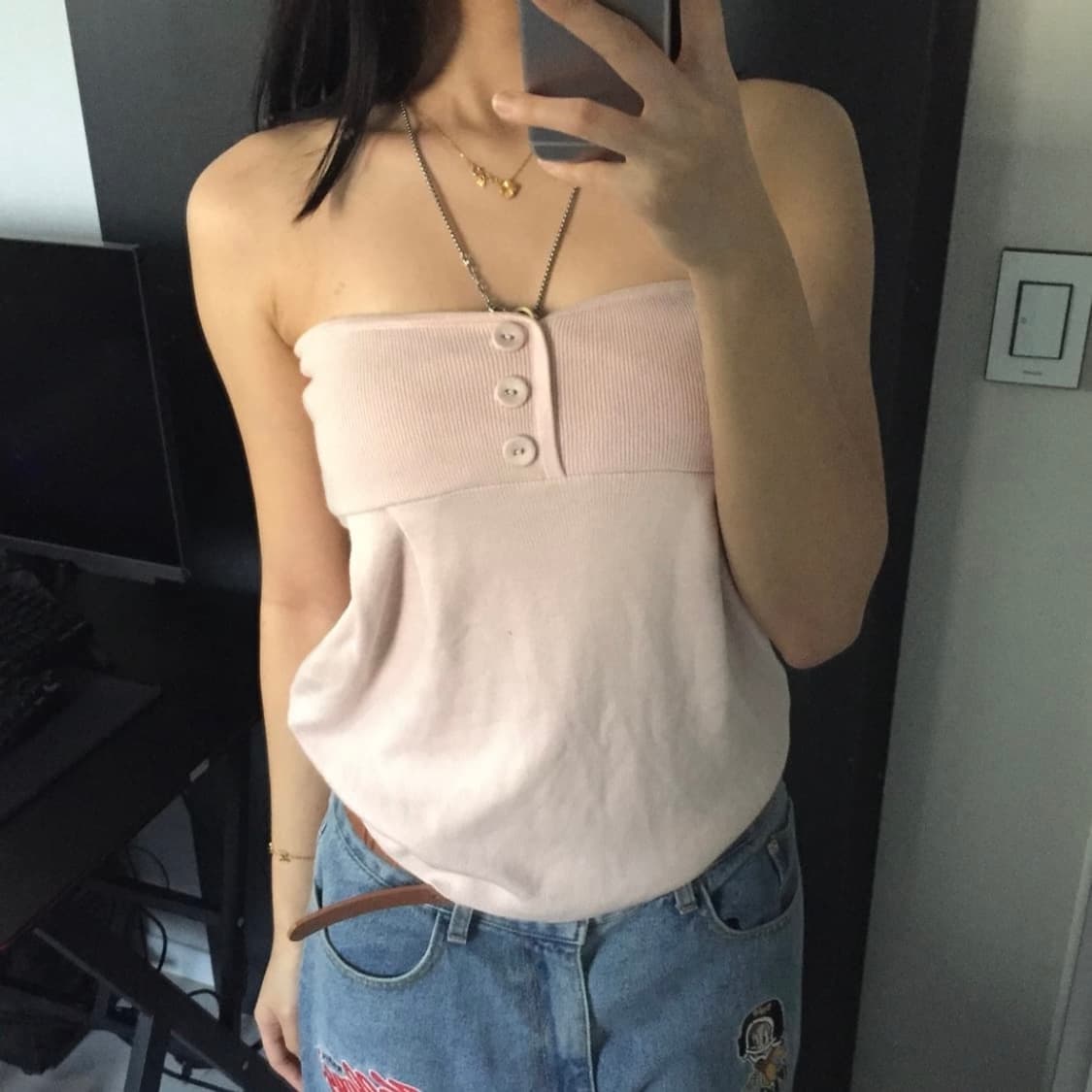 Snidel 스나이델 히메갸루 로걀 딸기우유 버튼 탑 상품이미지1