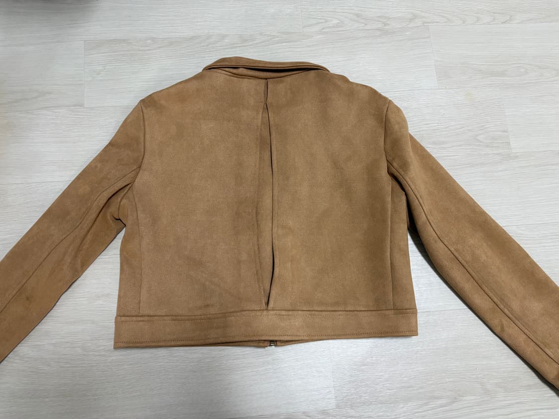 스웨이드 크롭 트임 자켓 브라운 카멜 상품이미지2