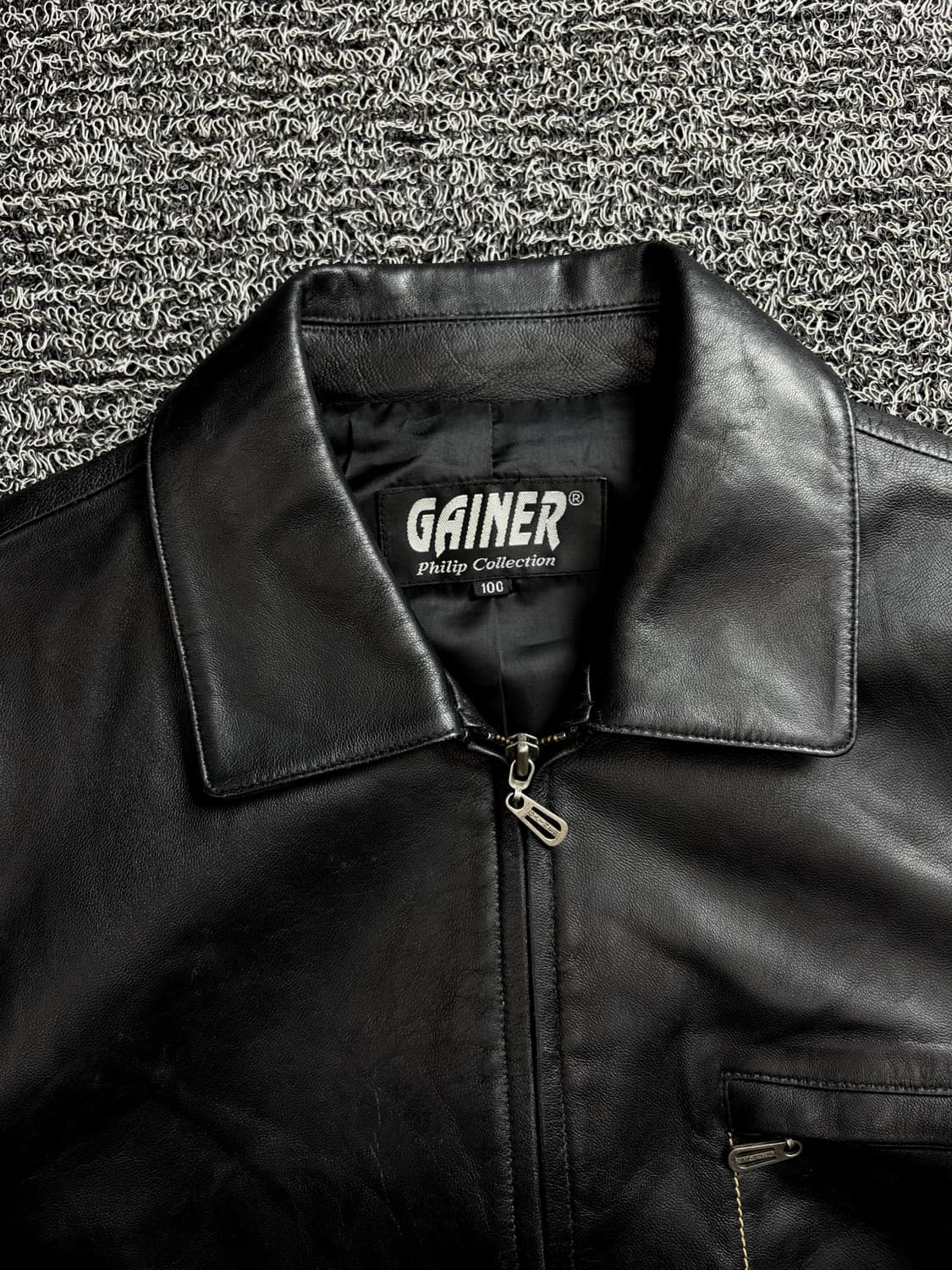 GAINER 오리지날 램스킨 스티치 레더 트러커 자켓 블랙 1461 상품이미지4