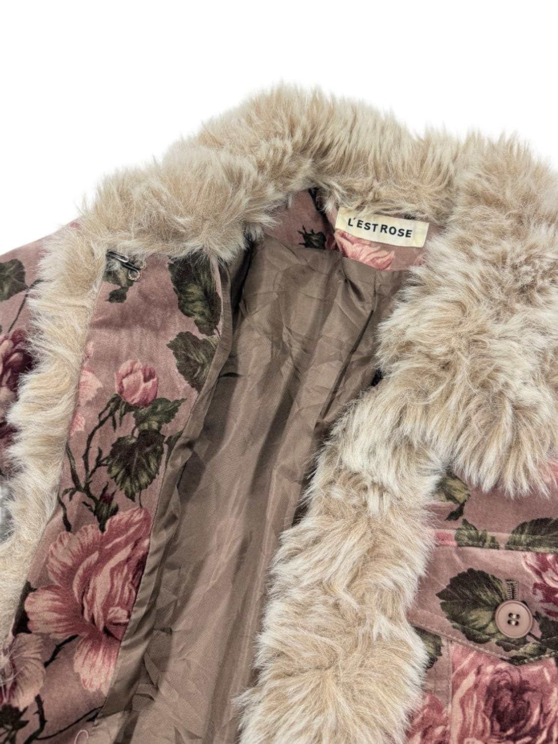 빈티지 L'est rose 핑크로즈 슬림핏 퍼 자켓 상품이미지4