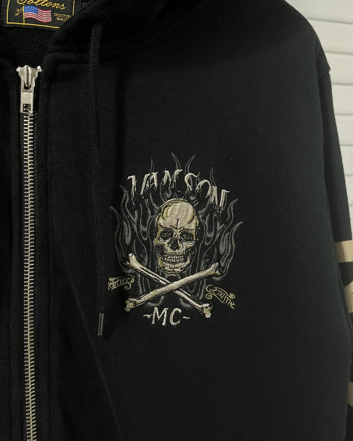 Vanson Leathers flame skull hood zip up 상품이미지4