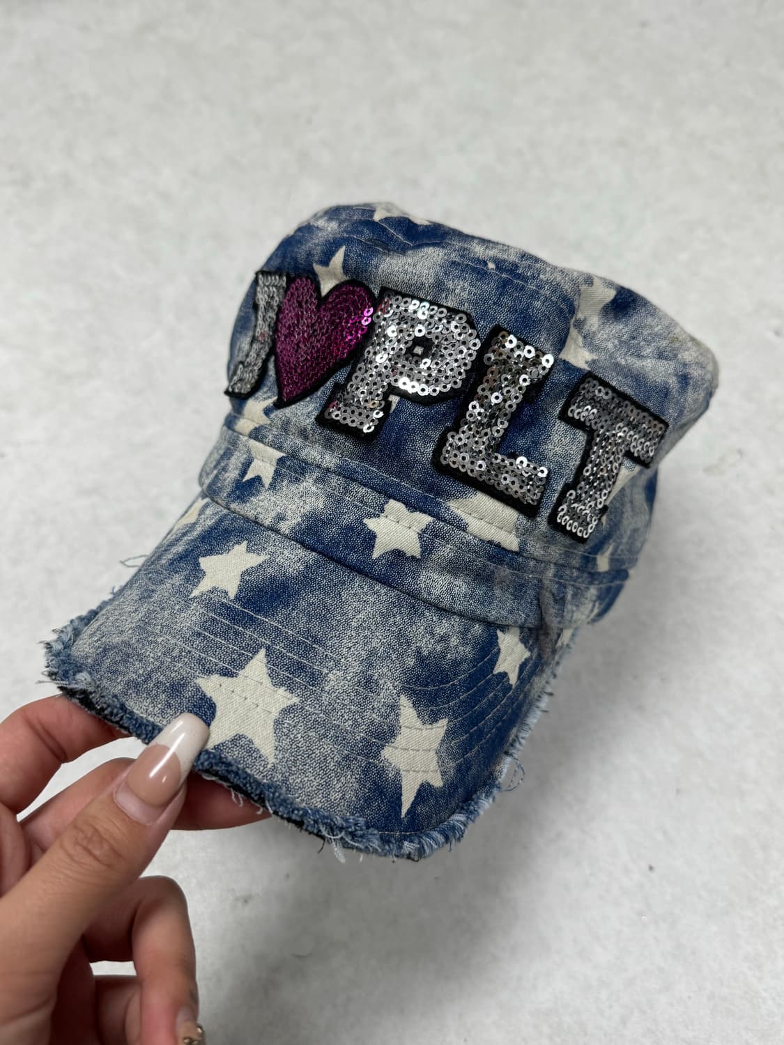 갸루 Y2K 글리터 데님 캡  상품이미지1