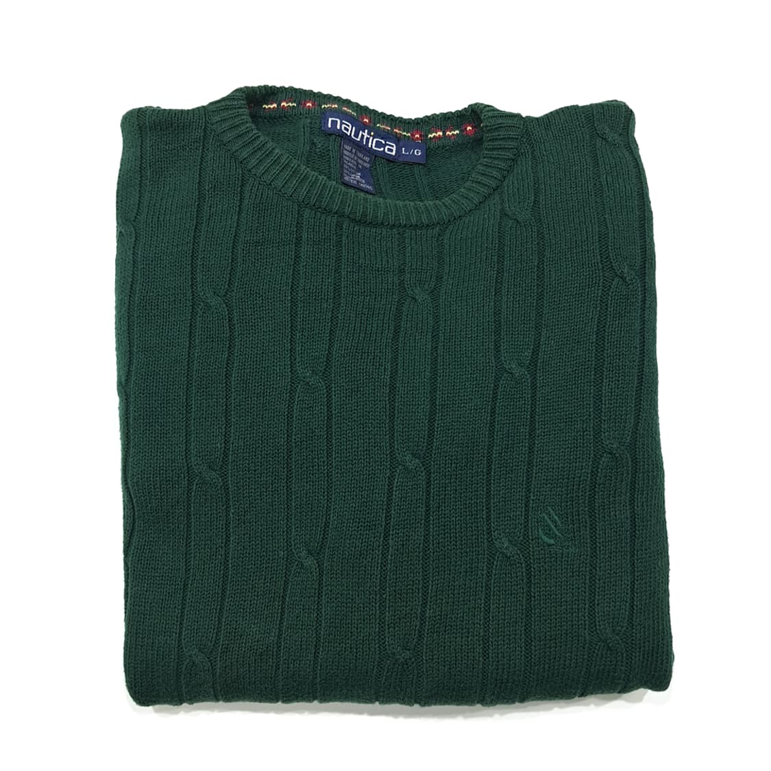 CL140 L 노티카 90s 포레스트 그린 자카드 트리밍 케이블 코튼  상품이미지7