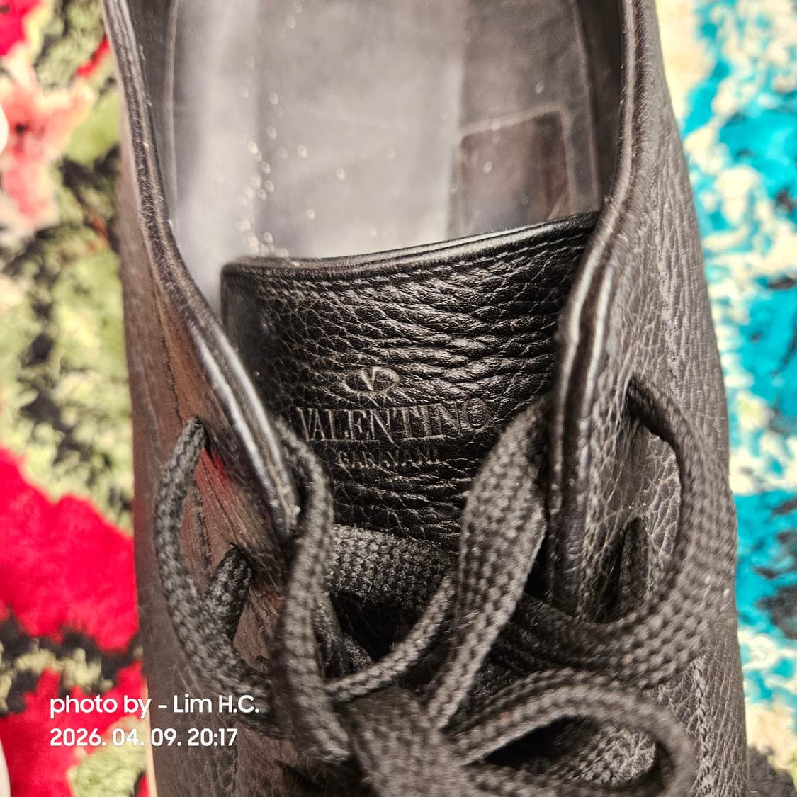 발렌티노 가죽 스니커즈 블랙 42 상품이미지5