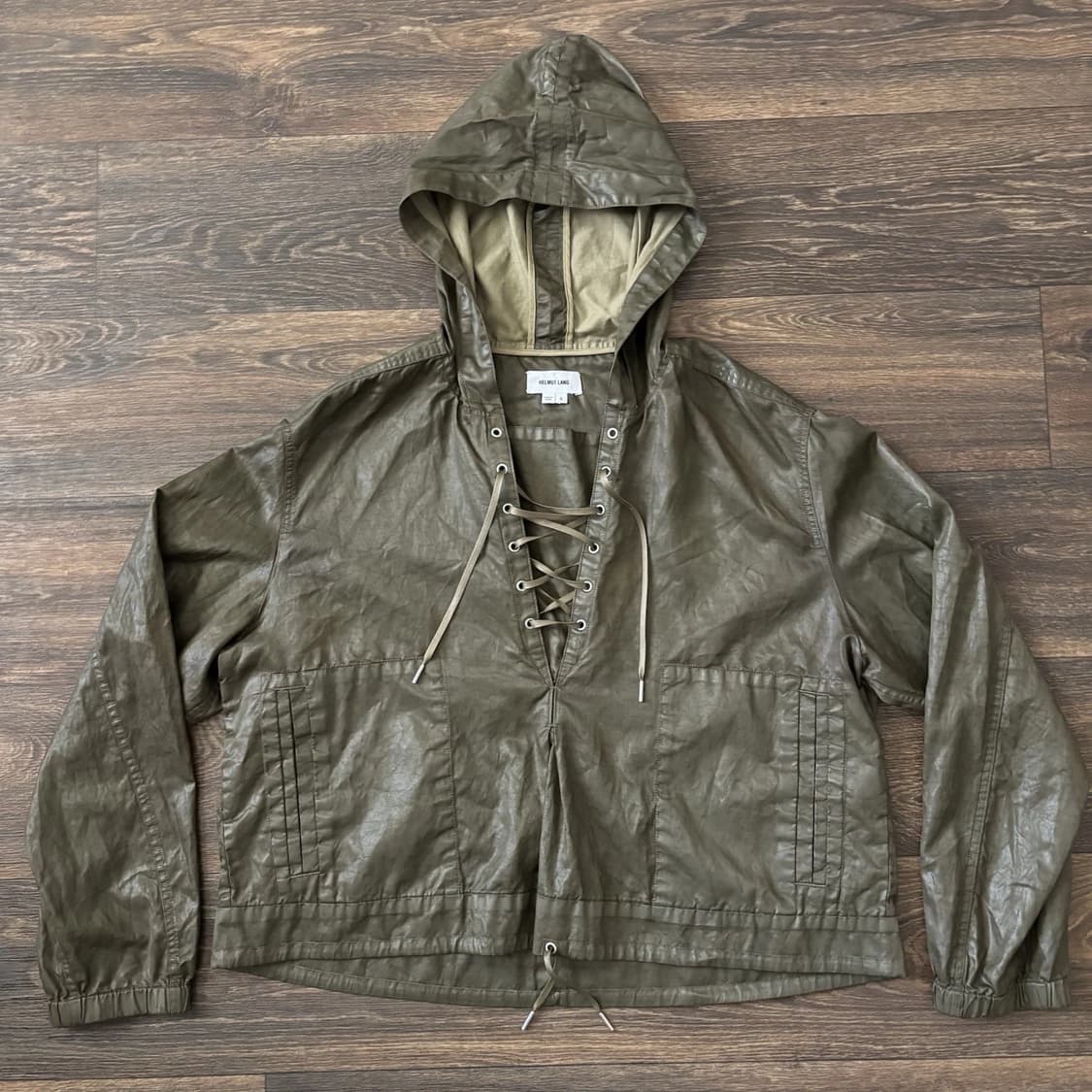 헬무트 랭 레이스업 아노락 자켓 올리브 그린 상품이미지1