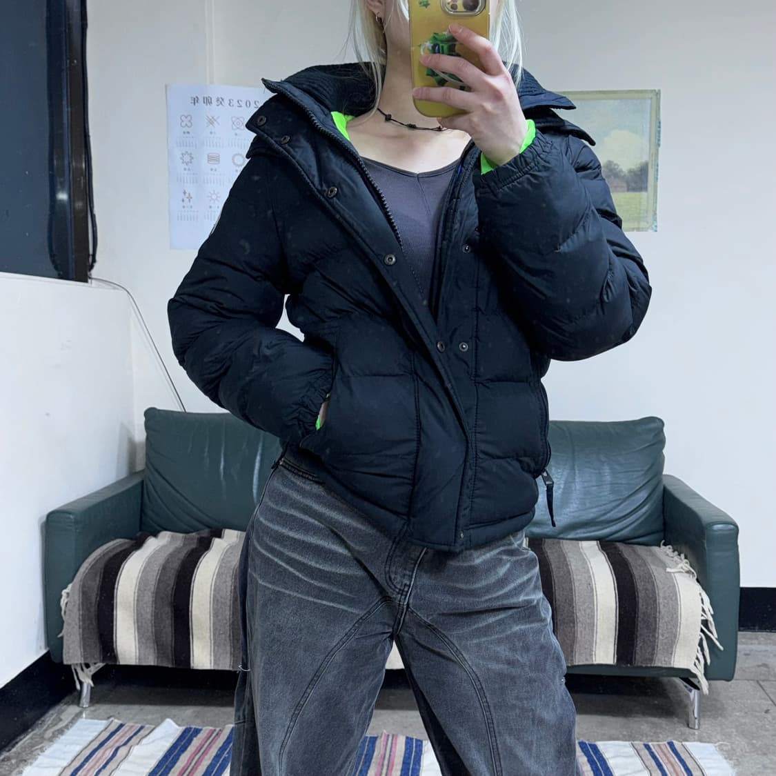 투티/0085 아베크롬비 블랙 패치로고 패딩 자켓 상품이미지1