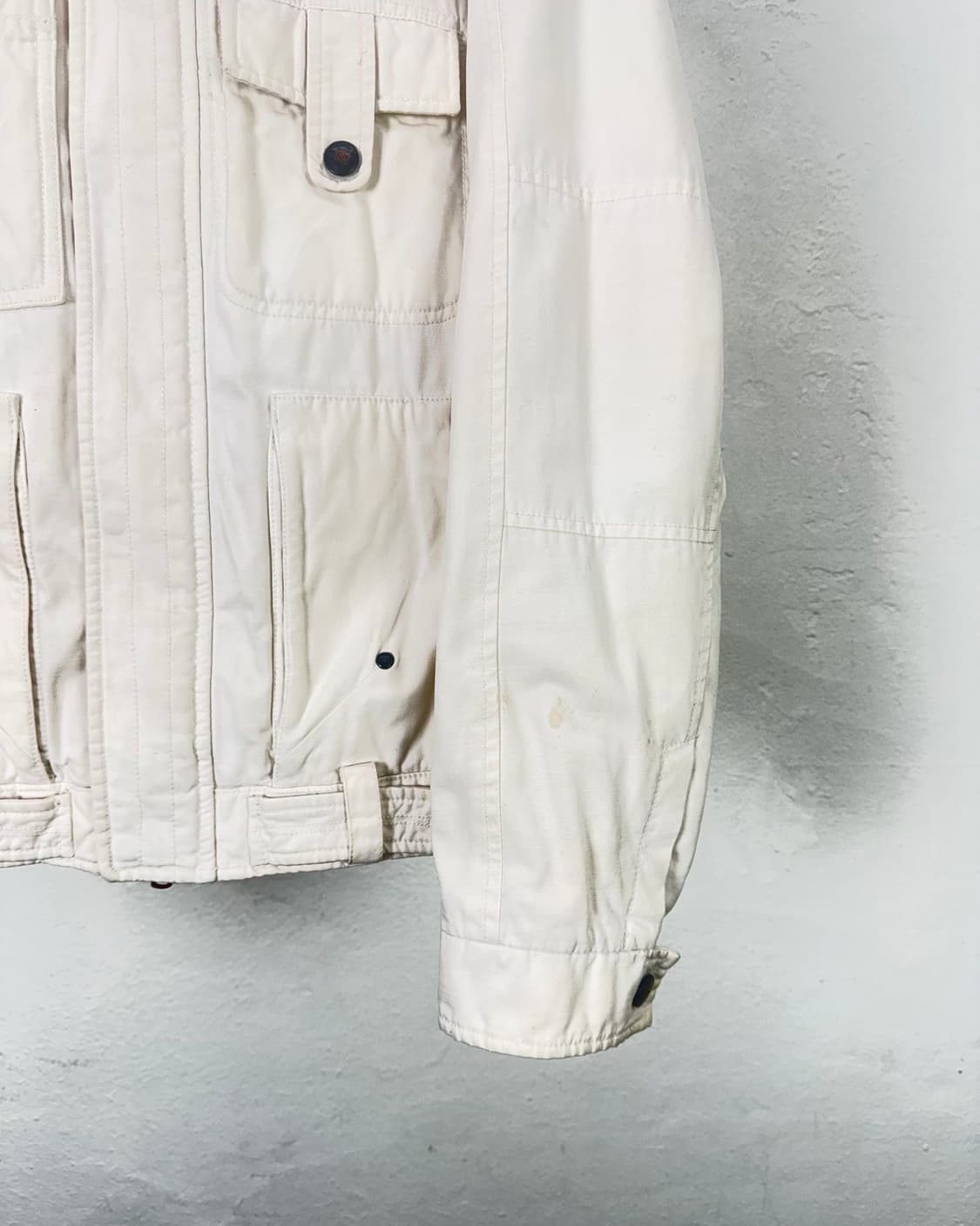 아르마니 익스체인지 아이보리 투웨이 코튼 하이넥 봄버 자켓 상품이미지5