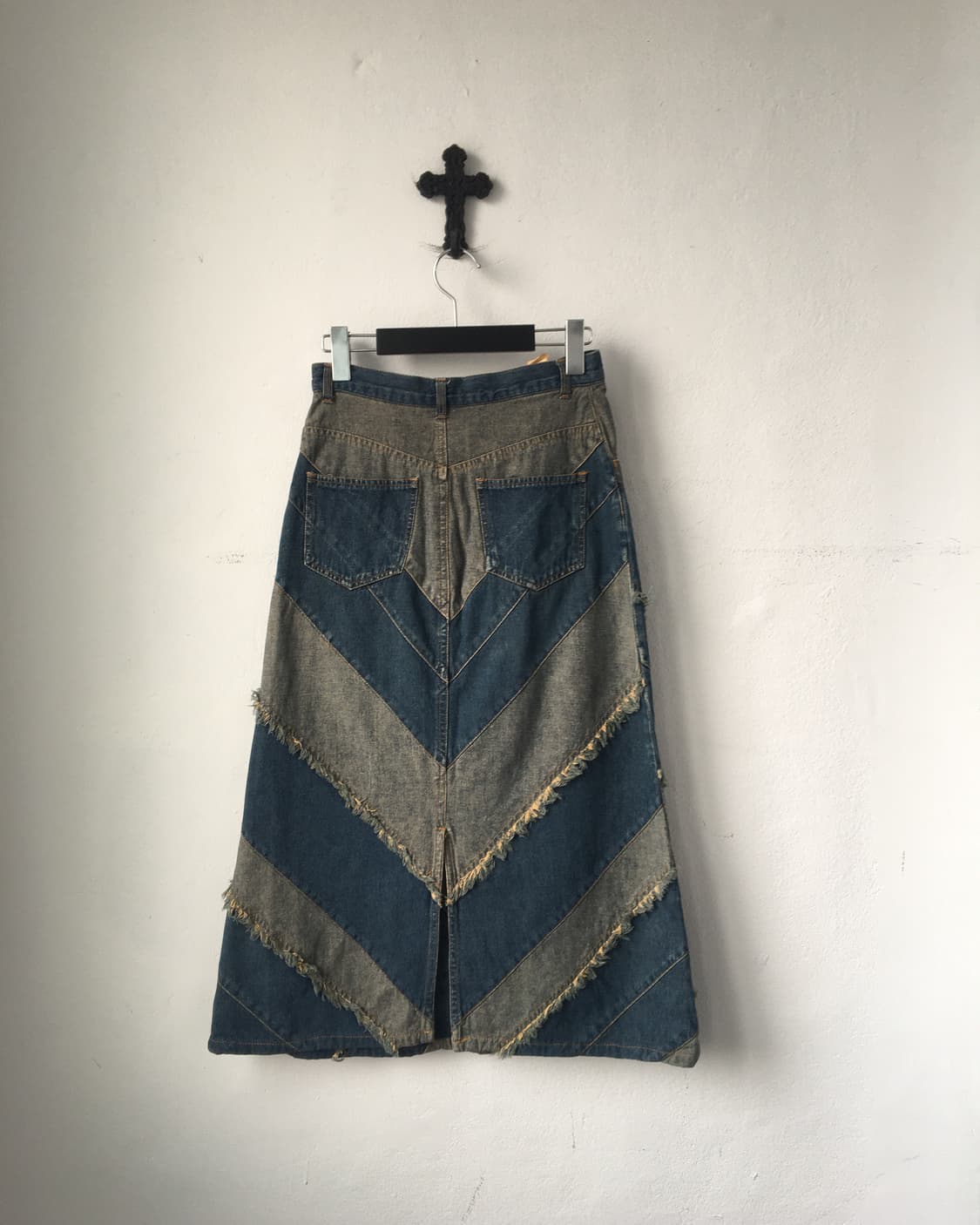 Patch work point denim skirt 상품이미지2