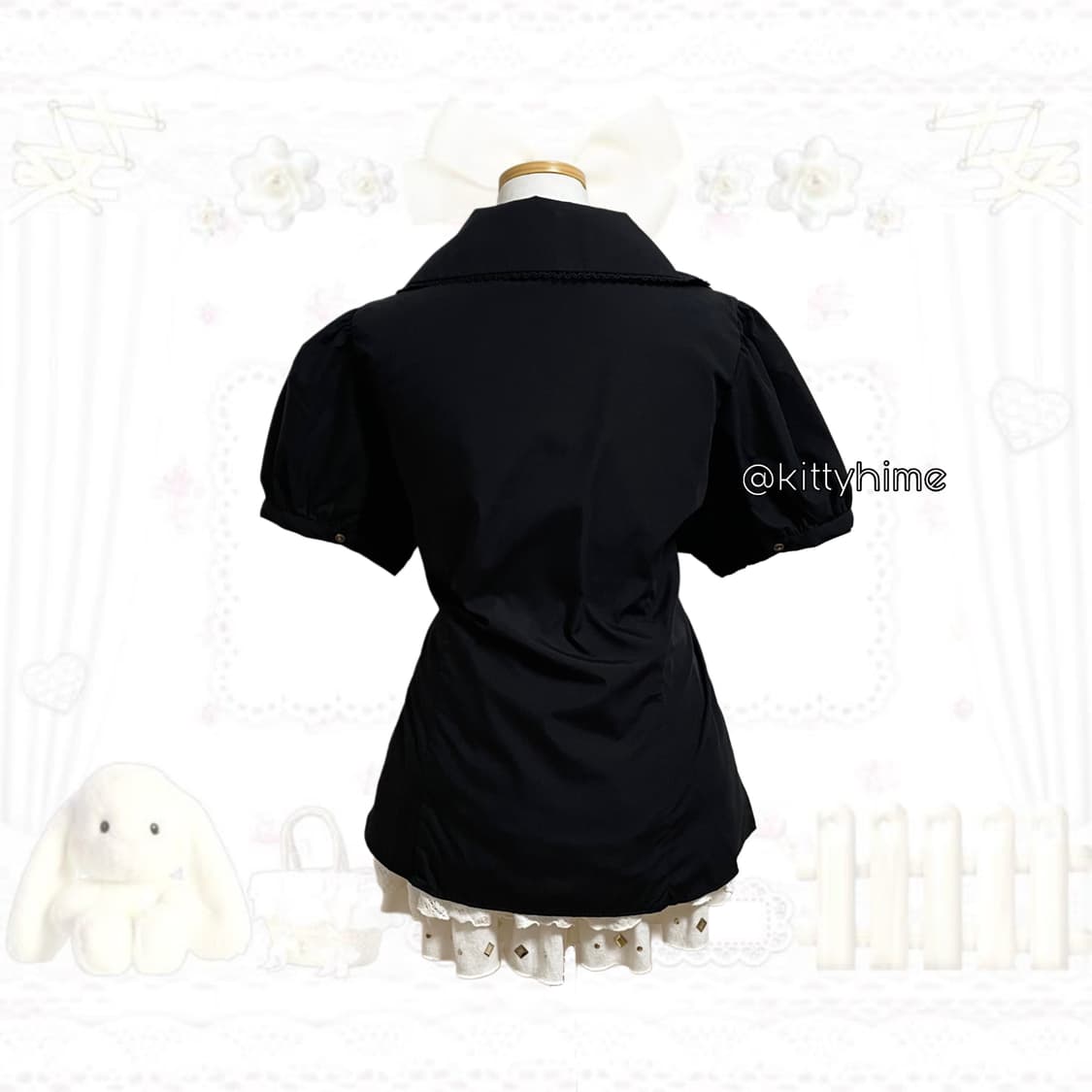 공겜여주st 블랙 홍콩 블라우스 (새상품)  상품이미지2