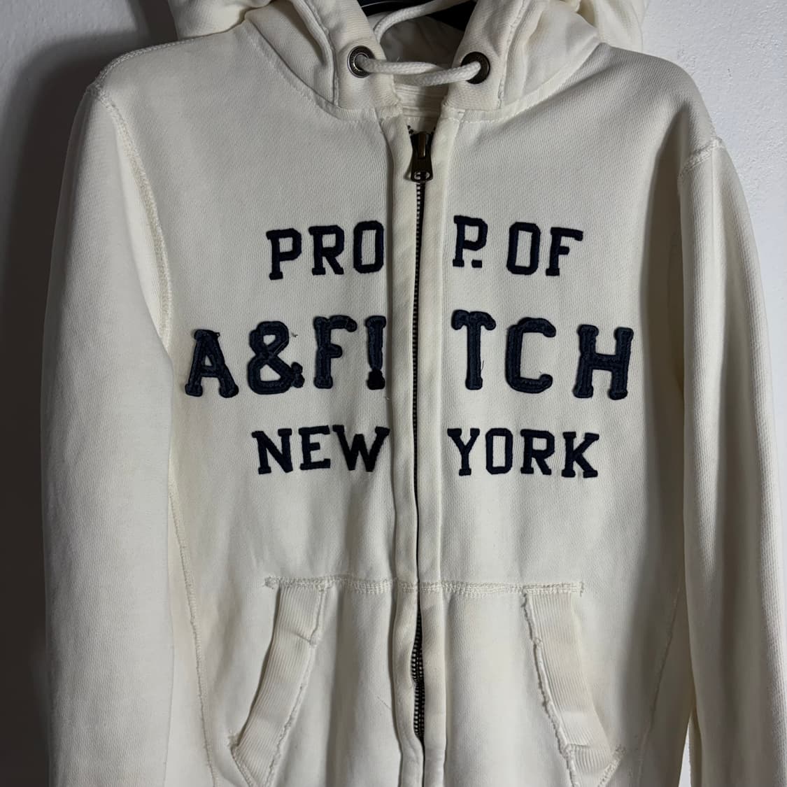 A&F 아베크롬비 Y2K 화이트 아치로고 후드집업(S) 상품이미지3