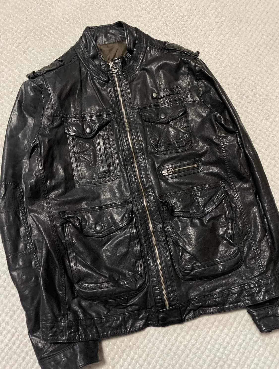 광희시장 웨스턴 무드 램스킨 양가죽 포켓 레더 자 켓 다크 브라운 상품이미지5