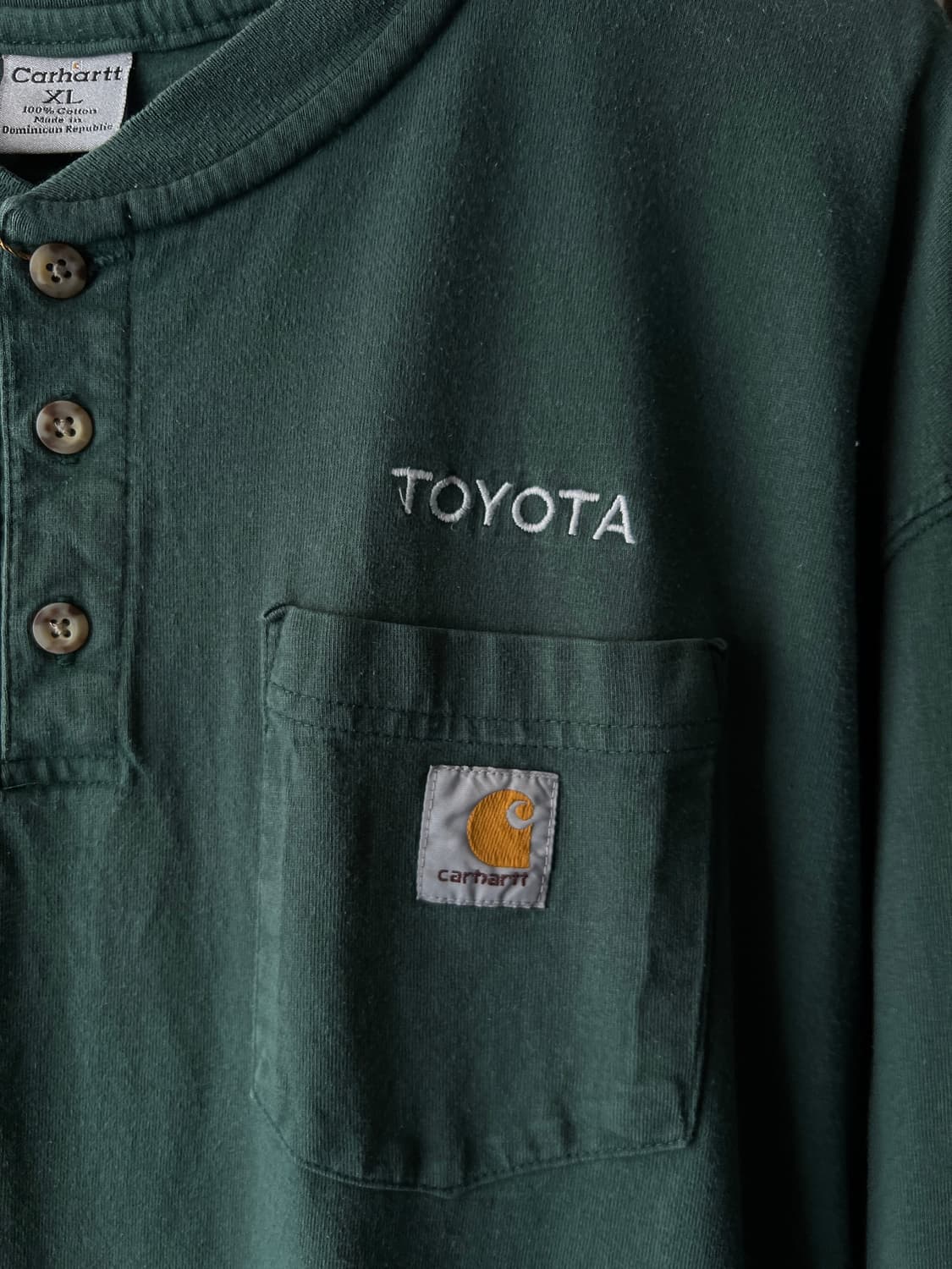 [XL]칼하트 USA 빈티지그린 TOYOTA 헨리넥 롱슬리브 티셔츠 상품이미지3