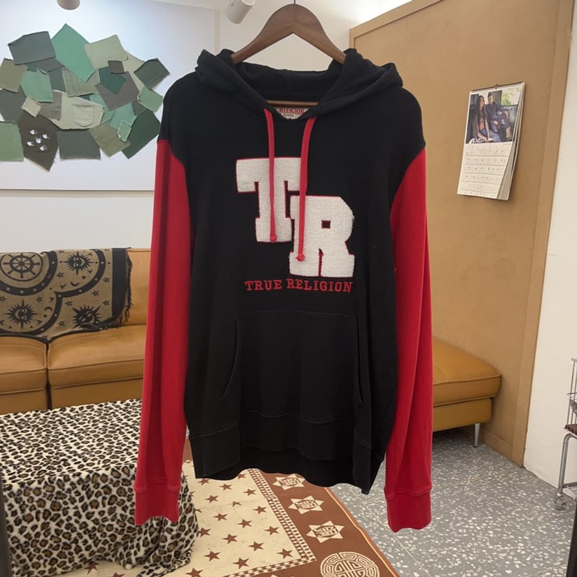 트루릴리전 빈티지 레트로 스트릿 양털로고 후드티 XL C09155 상품이미지3