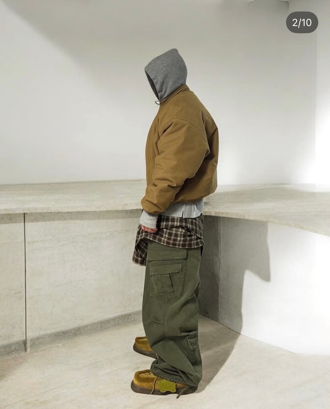 논노드 더블 포켓 카고 팬츠 빈티지 카키 상품이미지4