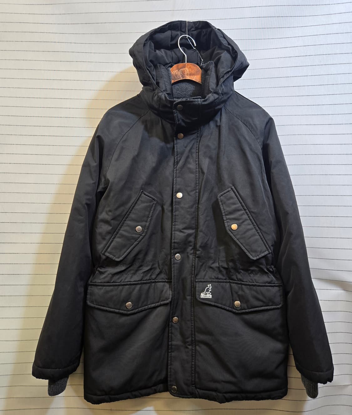 캉골 블랙 후드 패딩 점퍼 상품이미지1