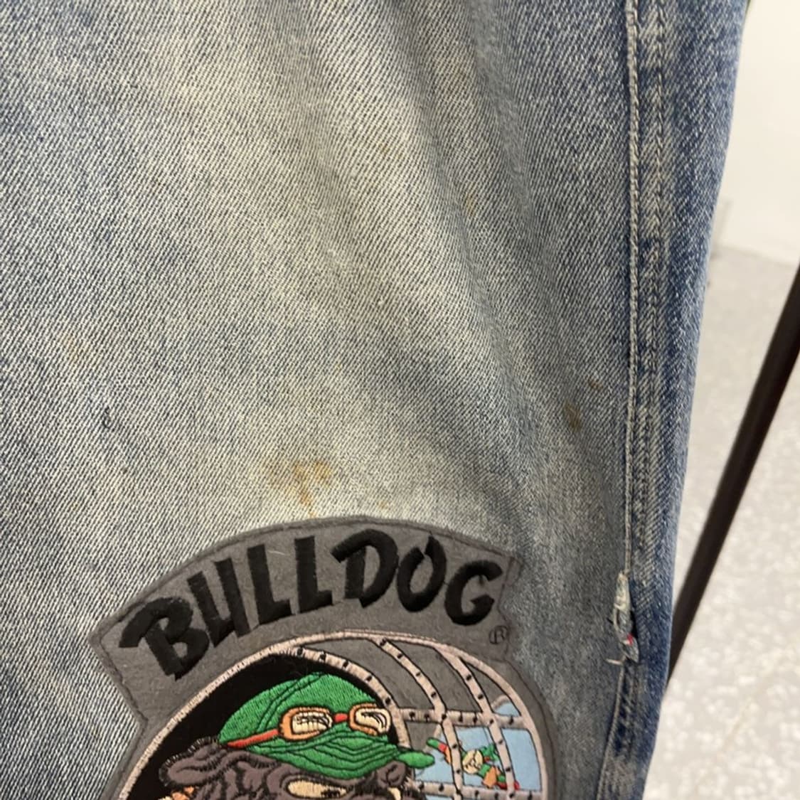 빈티지 재팬 올드스쿨 스트릿펑크 불독패치 데님팬츠 36인치 C09598 상품이미지6