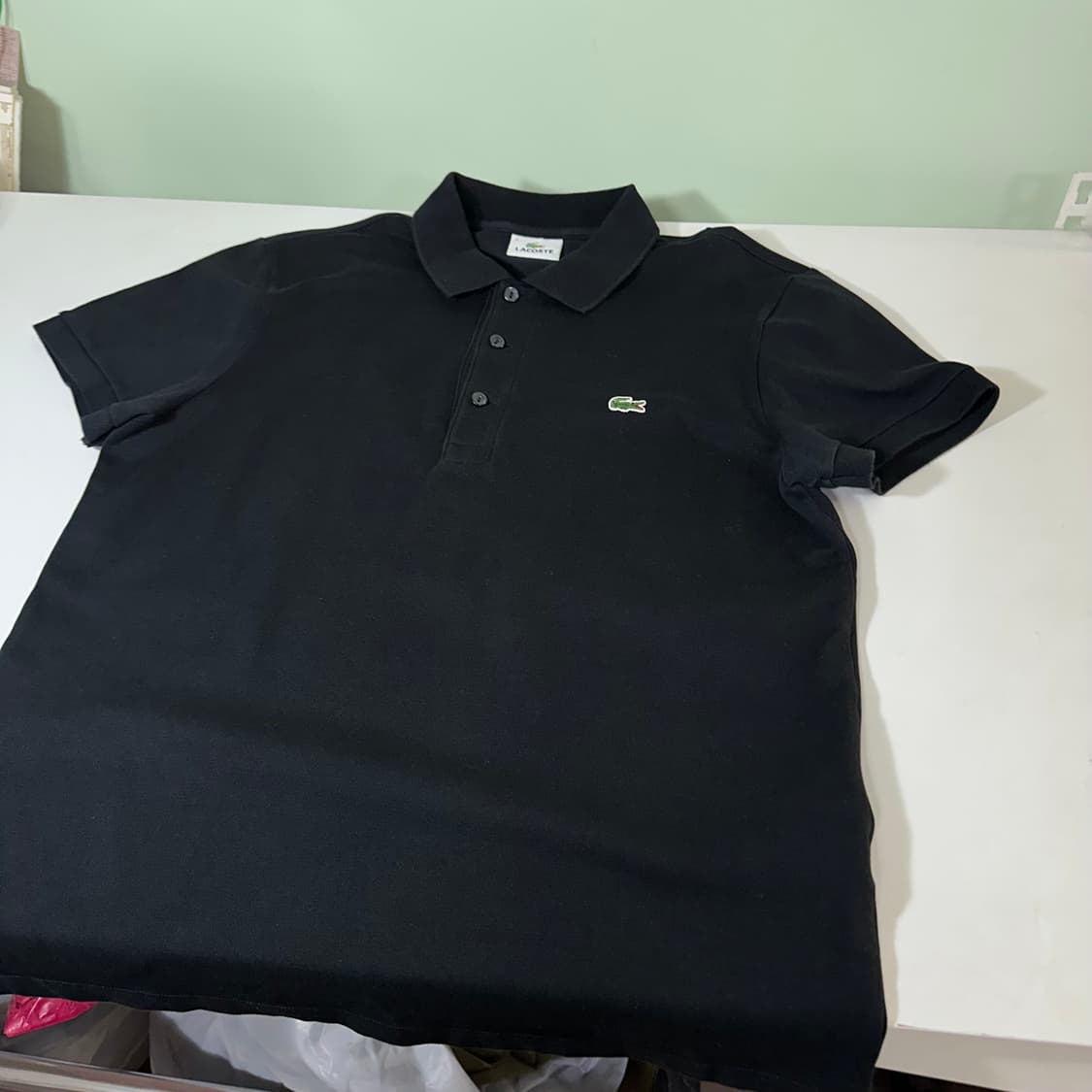 4 95 M 라코스테 블랙 기본로고 PK 반팔카라티 상품이미지3