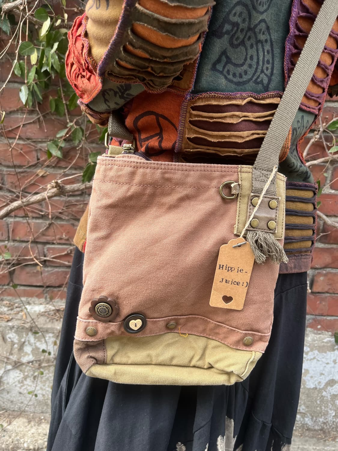 일본 빈티지 무드 단추 포인트 크로스백 상품이미지4