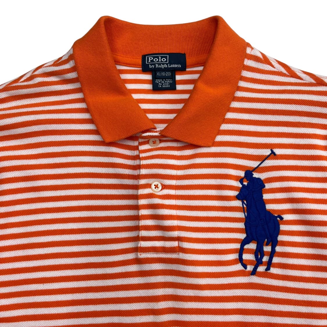 폴로 랄프로렌 블루 빅포니 오렌지 단가라 pk 반팔 XL 상품이미지4