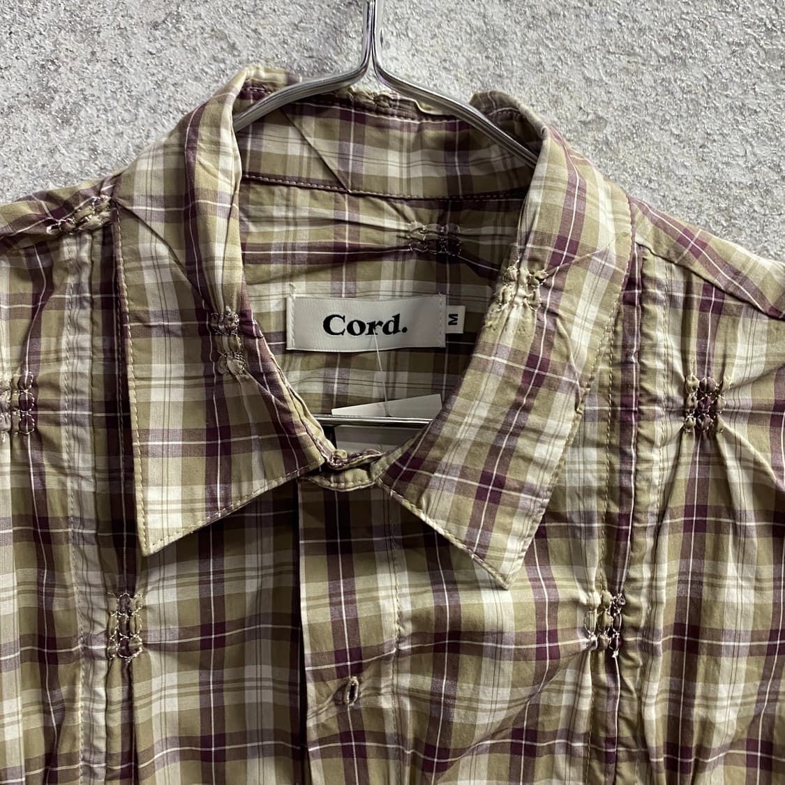 cord 핀턱 체크 스트링 반팔 셔츠 B4366 상품이미지3