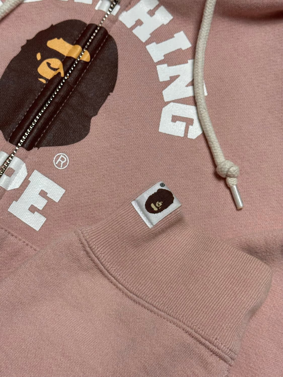 (w) 베이프 퍼스트 카모 컬리지 집 후드 핑크 상품이미지4