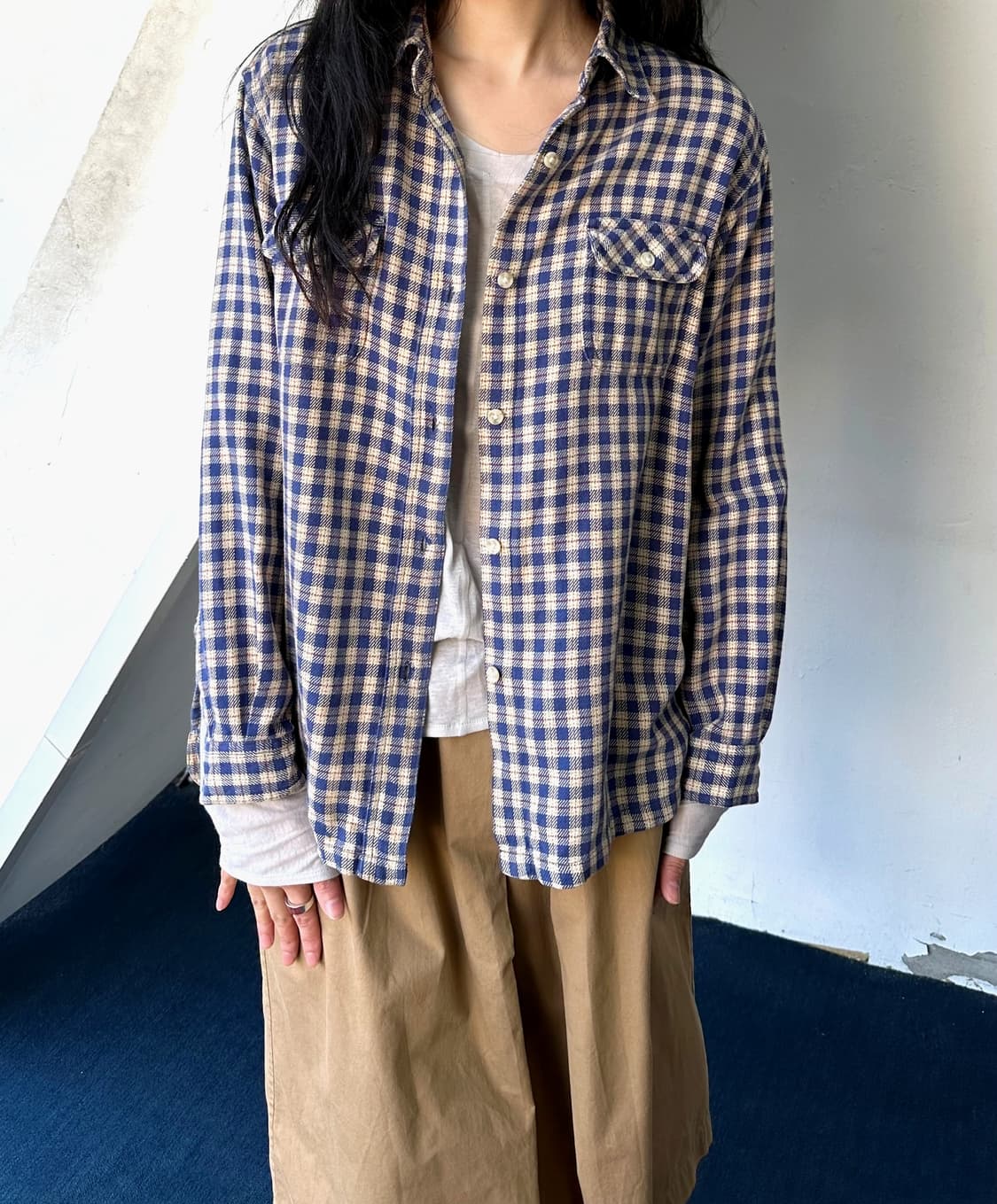 Cotton nel check work shirt 상품이미지3