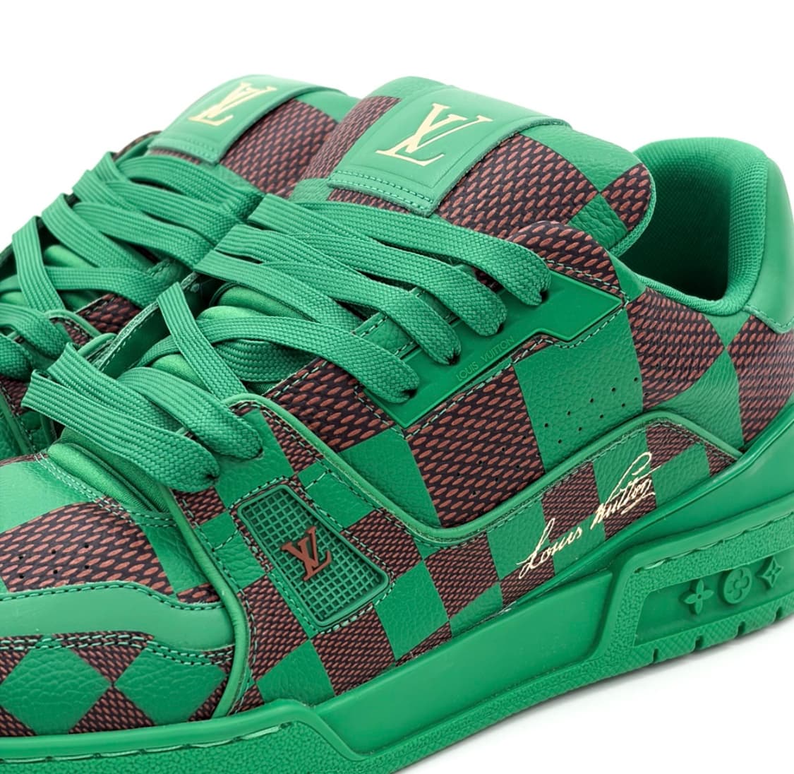 [9.5] 루이비통 남성 LV 트레이너 퍼렐 다미에 팝 스니커즈 그린 상품이미지7