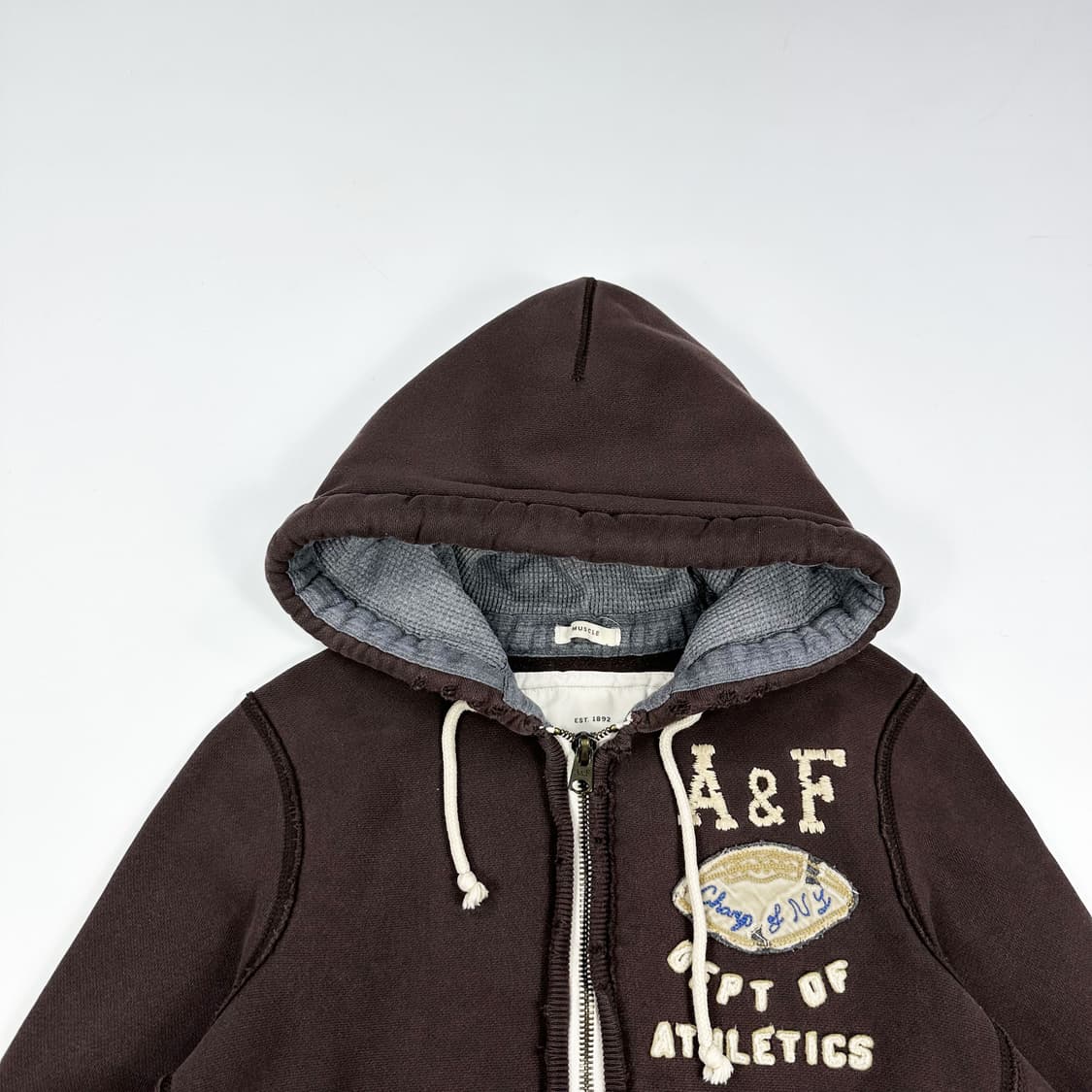 아베크롬비 오리지널 y2k 데미지 후드집업 브라운 S 상품이미지2
