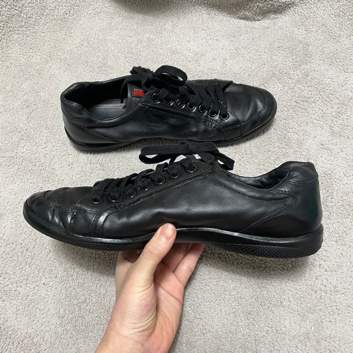 275) 프라다 스포츠 레더 로고 레더 트레이너 스니커즈 신발 상품이미지2