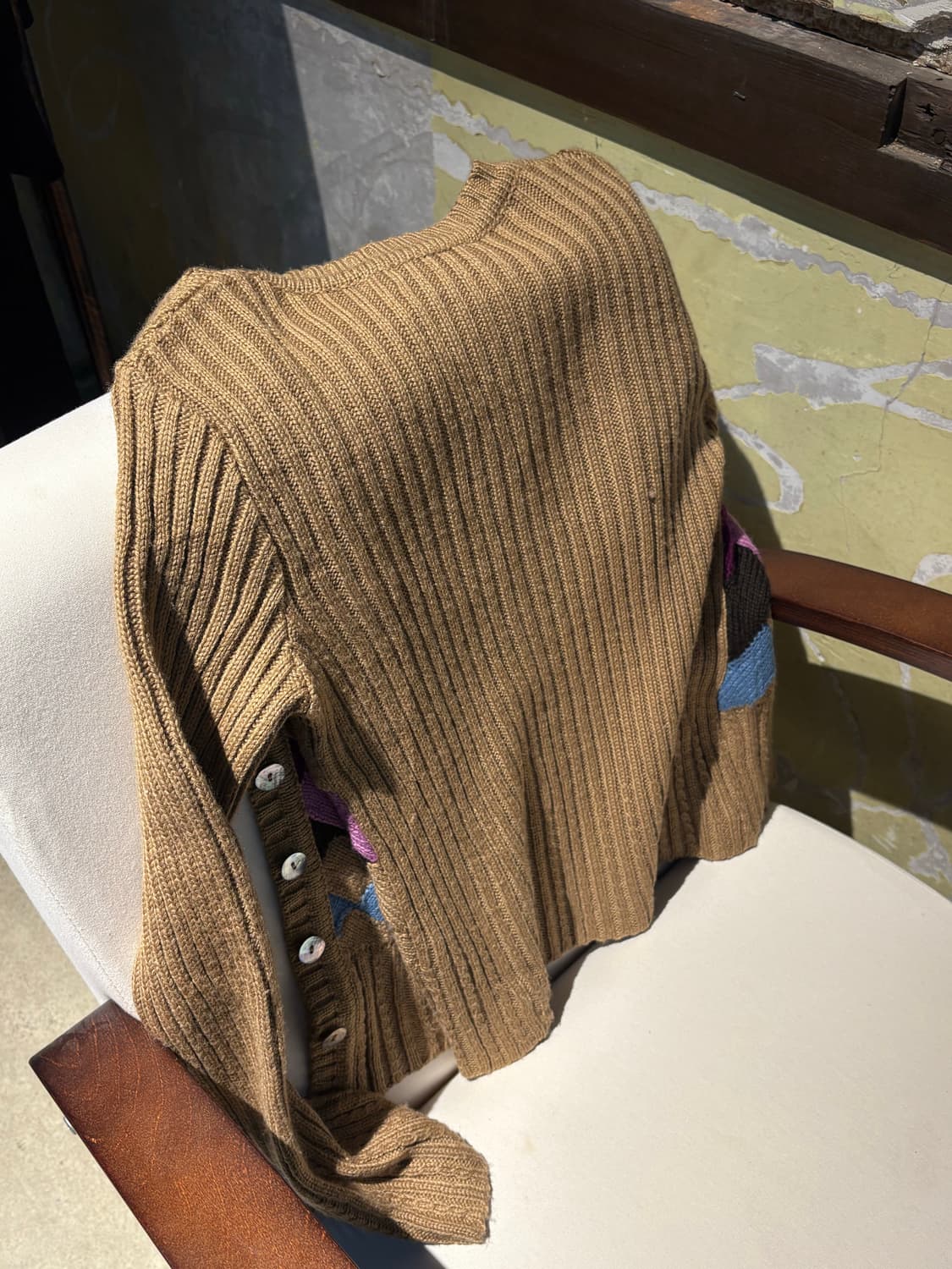 Castellani 체크 아가잉 니트 가디건 상품이미지5