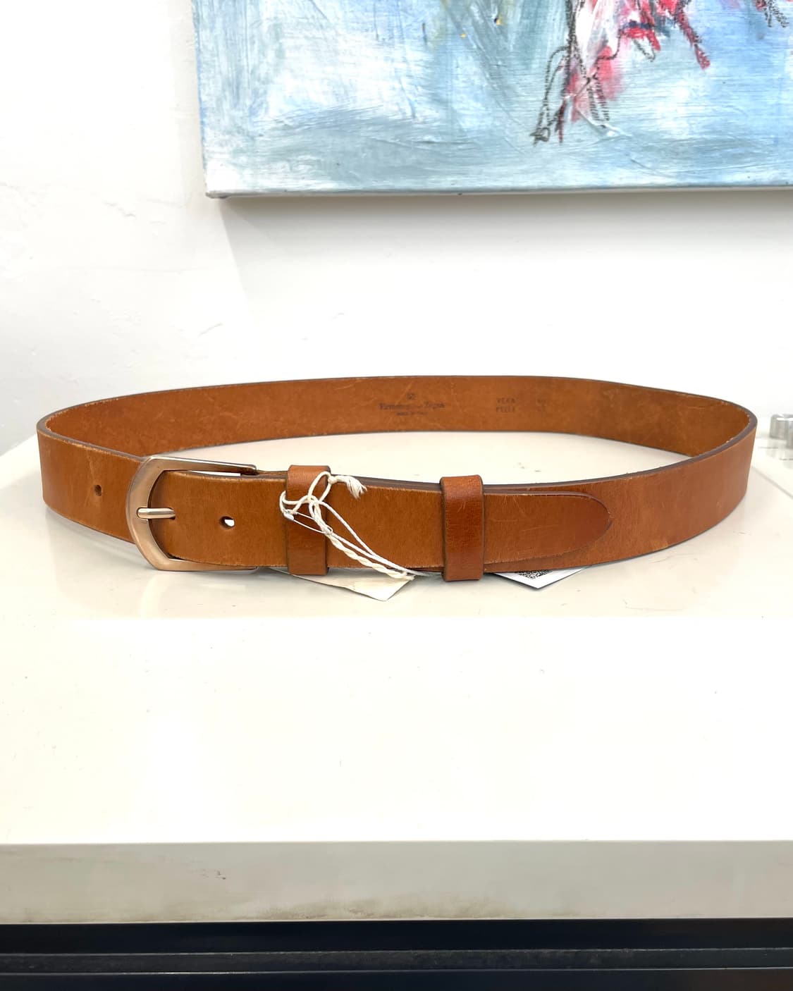 에르메네질도 제냐 브라운 레더 벨트 상품이미지3