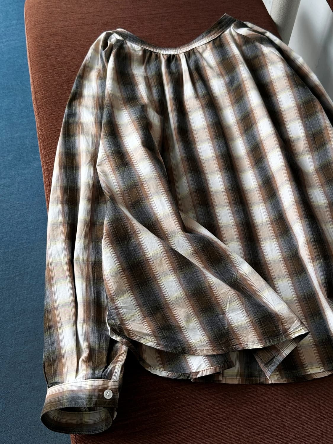 Light cotton design check wide shirt 상품이미지5
